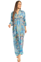 Sakkas Long Sleeves Button Down Spring/Summer Maxi Shirt Dress | Beachwear