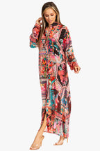 Sakkas Long Sleeves Button Down Spring/Summer Maxi Shirt Dress | Beachwear
