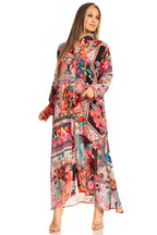 Sakkas Long Sleeves Button Down Spring/Summer Maxi Shirt Dress | Beachwear