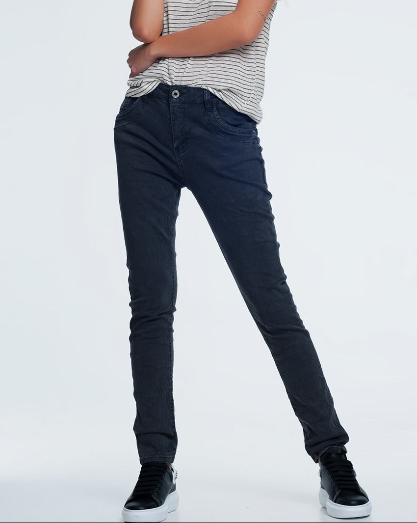 Drop Crotch Skinny Jean in Grey