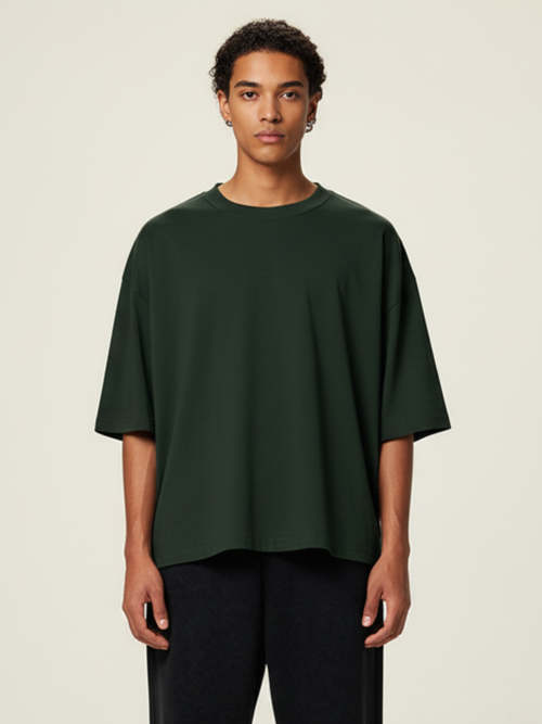 Aero Boxy Crop Tee | Dark Green