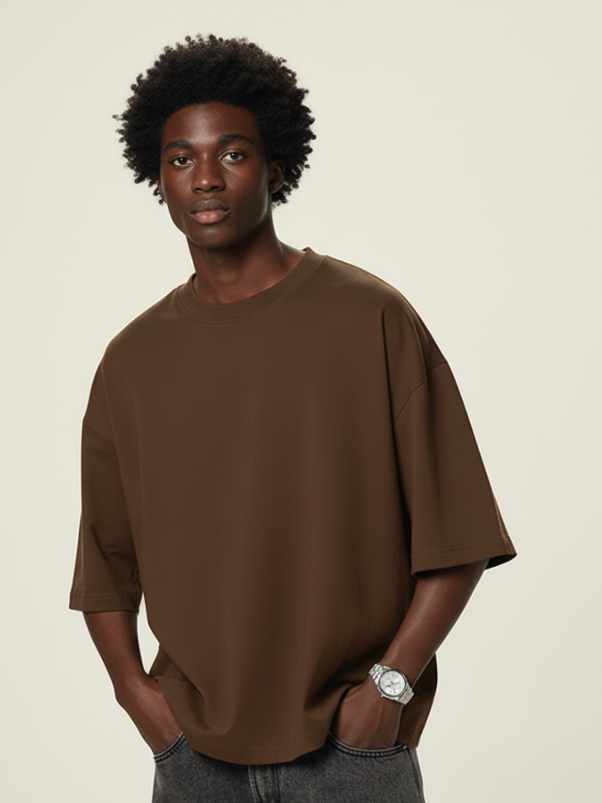 Aero Boxy Crop Tee | Brown
