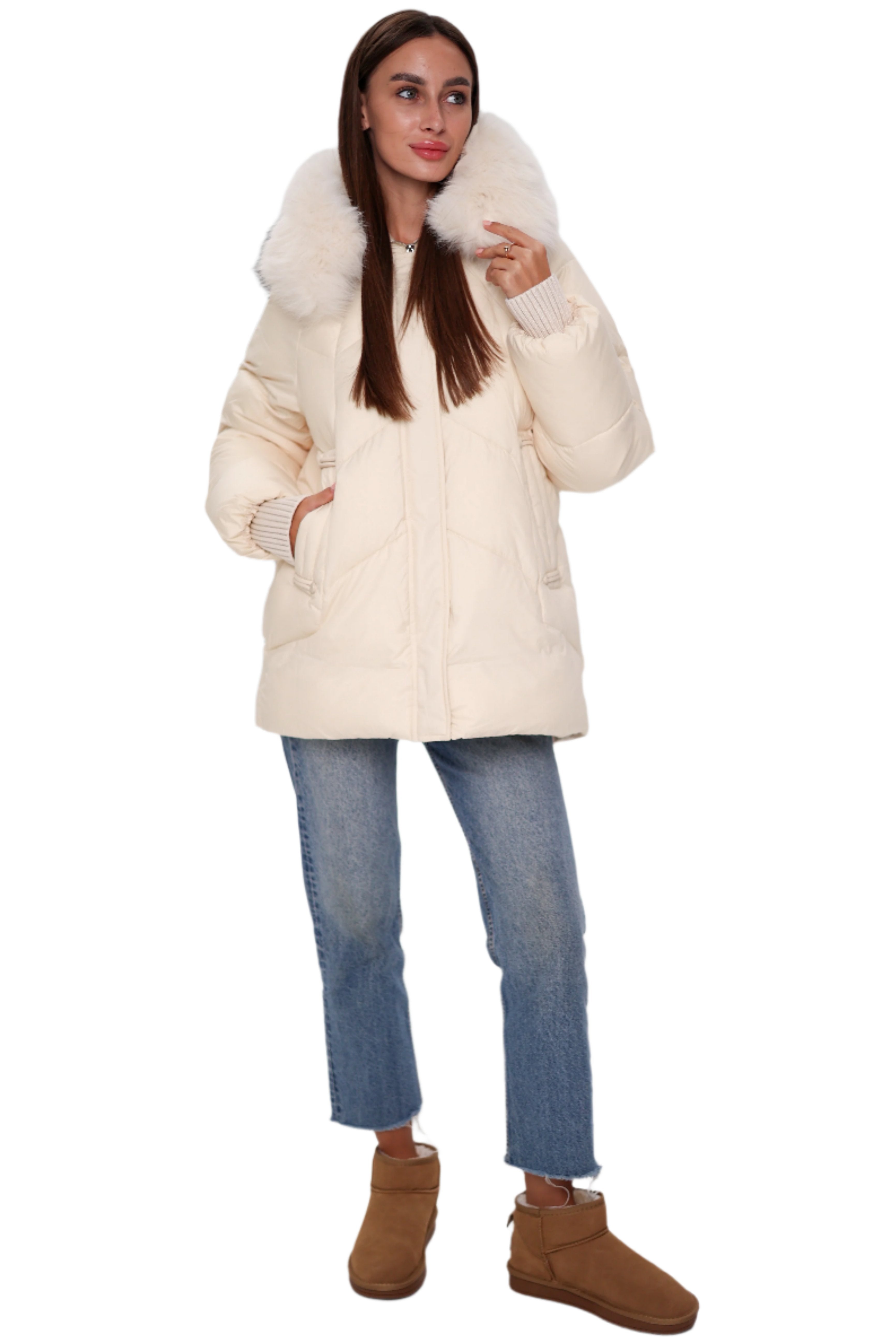 Genuine Polar Fox Thinsulate™ Coat | Ivory