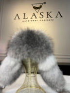 Genuine Silver Fox Fur Leather Hat