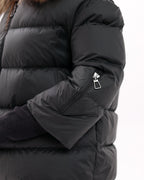 Genuine Fur Trim Down Fill Coat in Black
