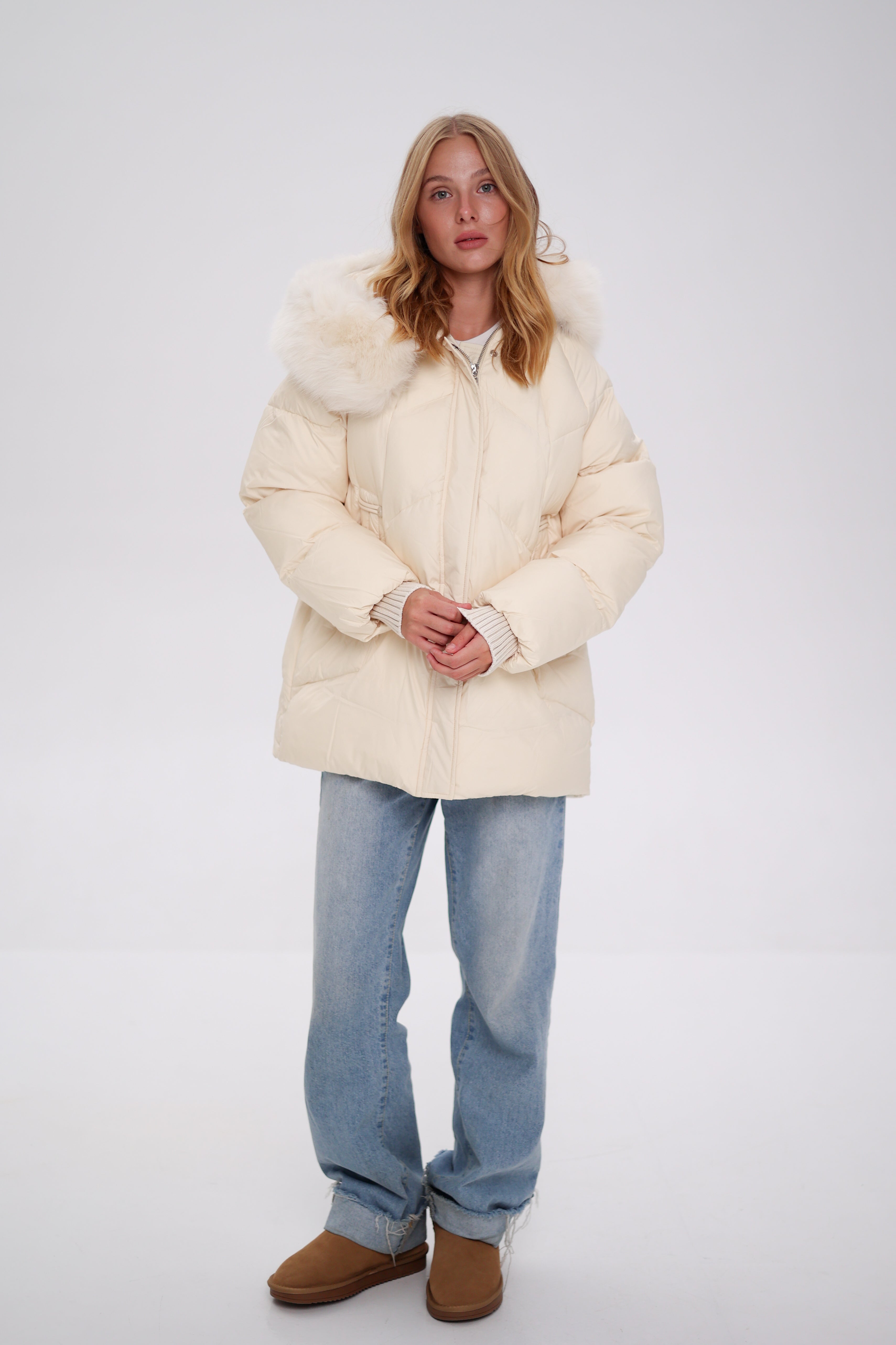 Genuine Polar Fox Thinsulate™ Coat | Ivory