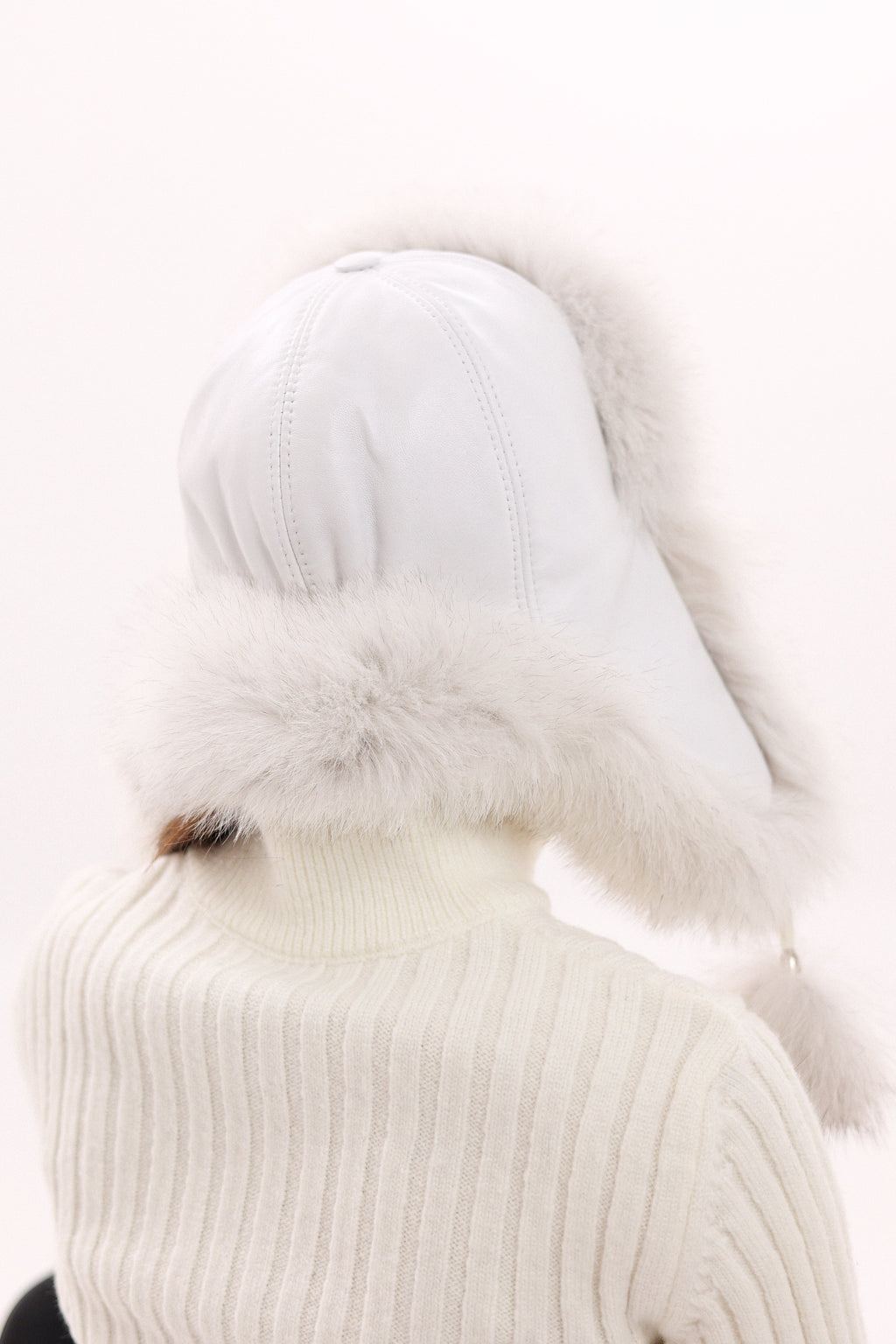 Genuine Arctic Fox Fur Leather Hat