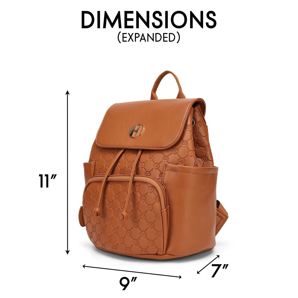 ELLE Compass 10L Vegan Leather Monogram Mini Backpack