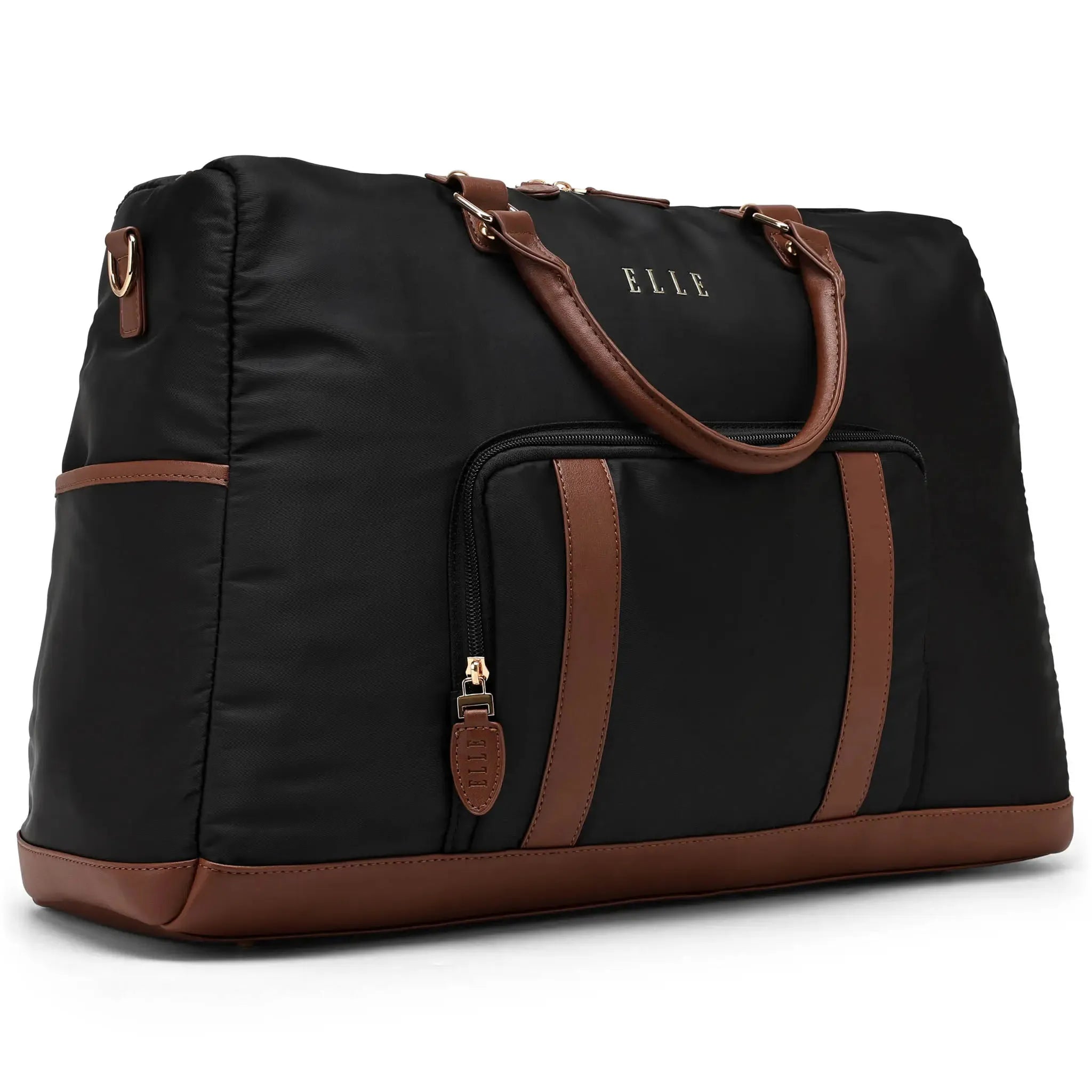 ELLE Luxe Journey 30L Twill and Vegan Leather Weekender Duffel Bag