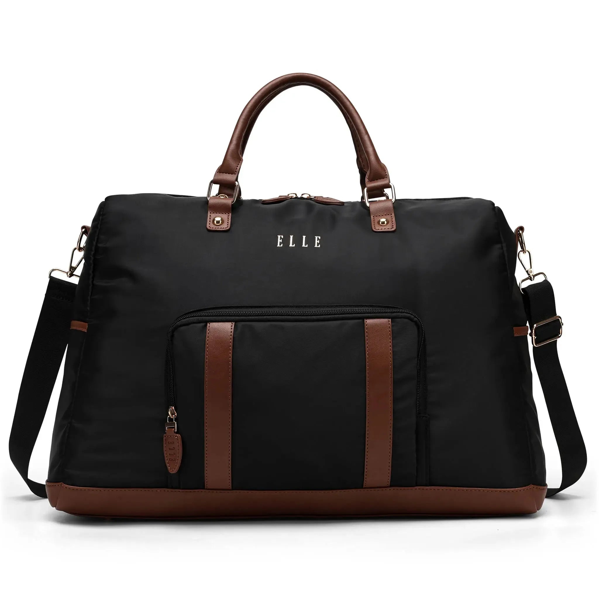 ELLE Luxe Journey 30L Twill and Vegan Leather Weekender Duffel Bag