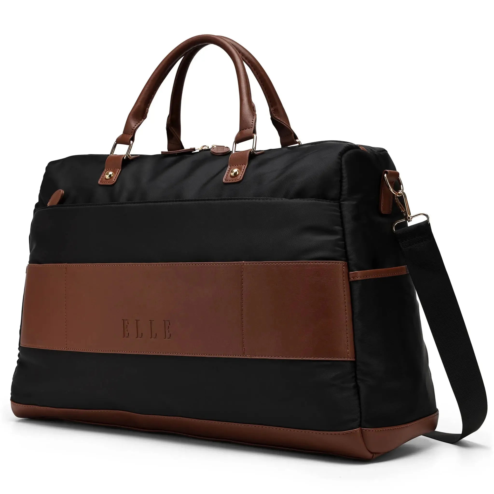 ELLE Luxe Journey 30L Twill and Vegan Leather Weekender Duffel Bag