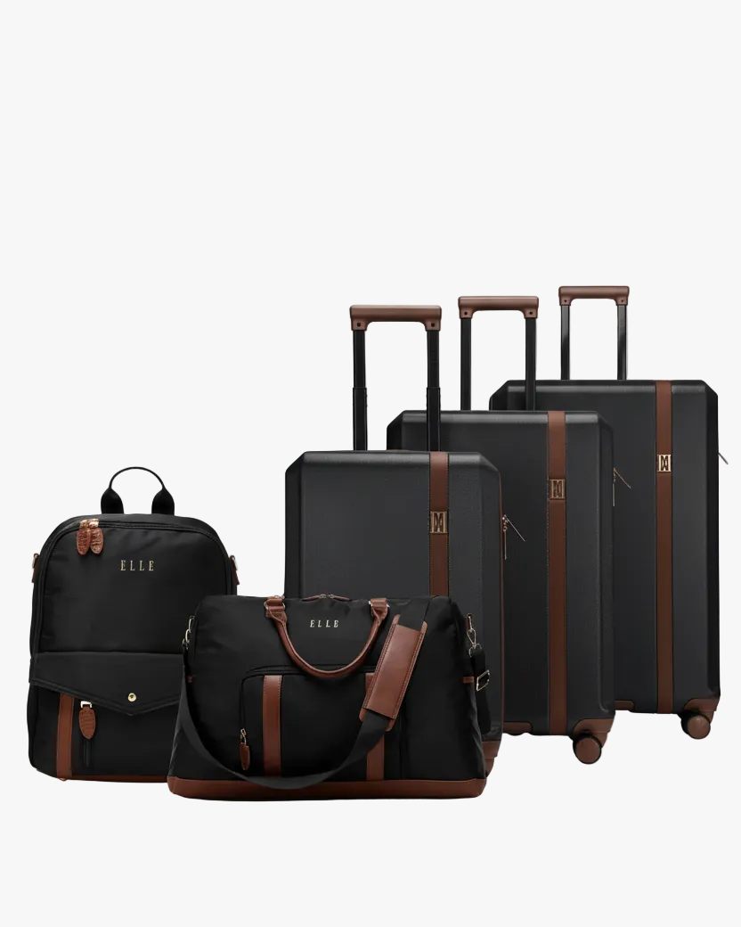ELLE Luxe Journey Expandable 5-Piece Retro Luggage Set