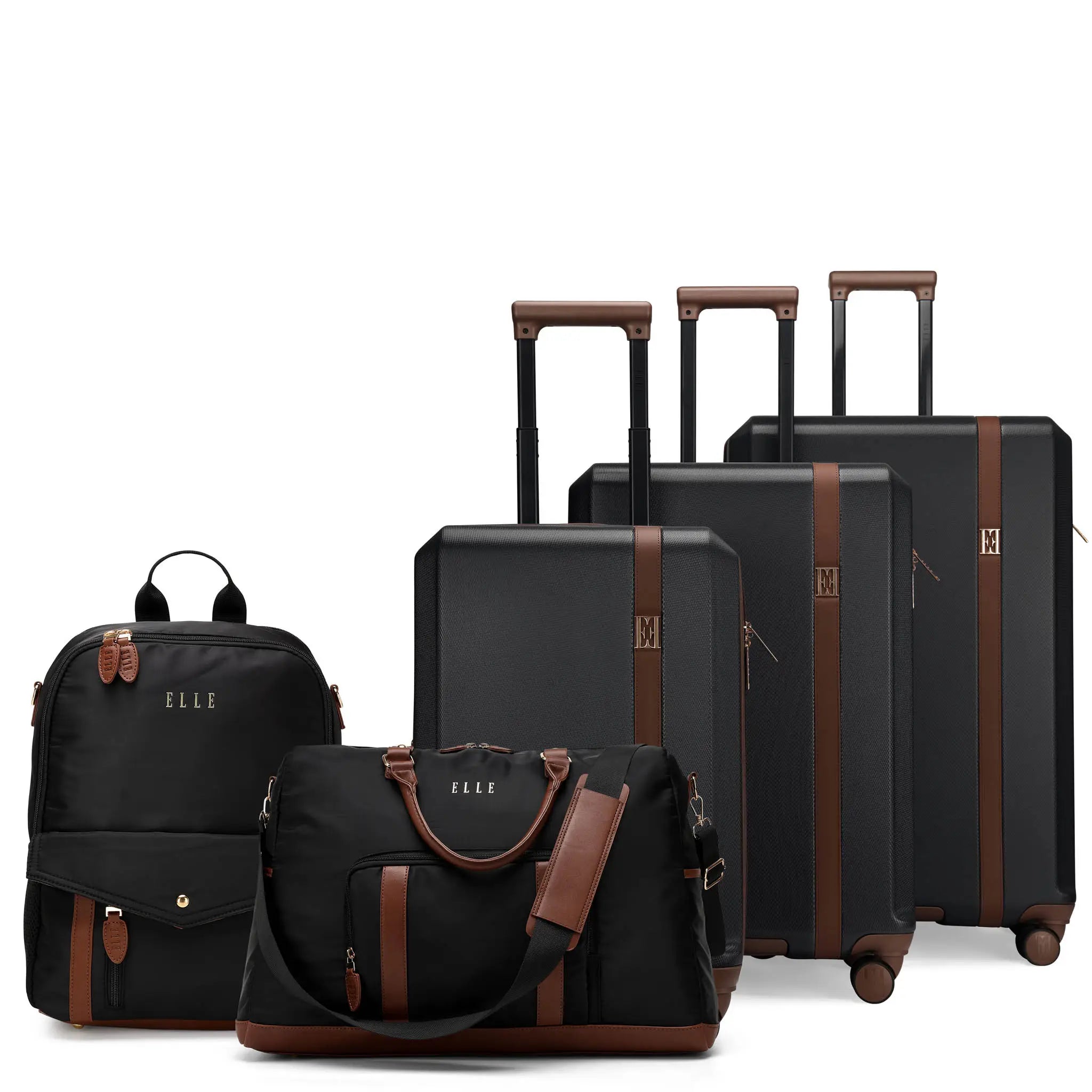 ELLE Luxe Journey Expandable 5-Piece Retro Luggage Set