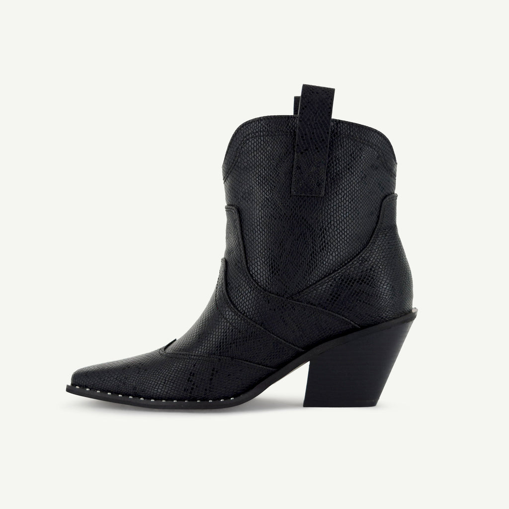 ISABEL Western Bootie | Black Snake