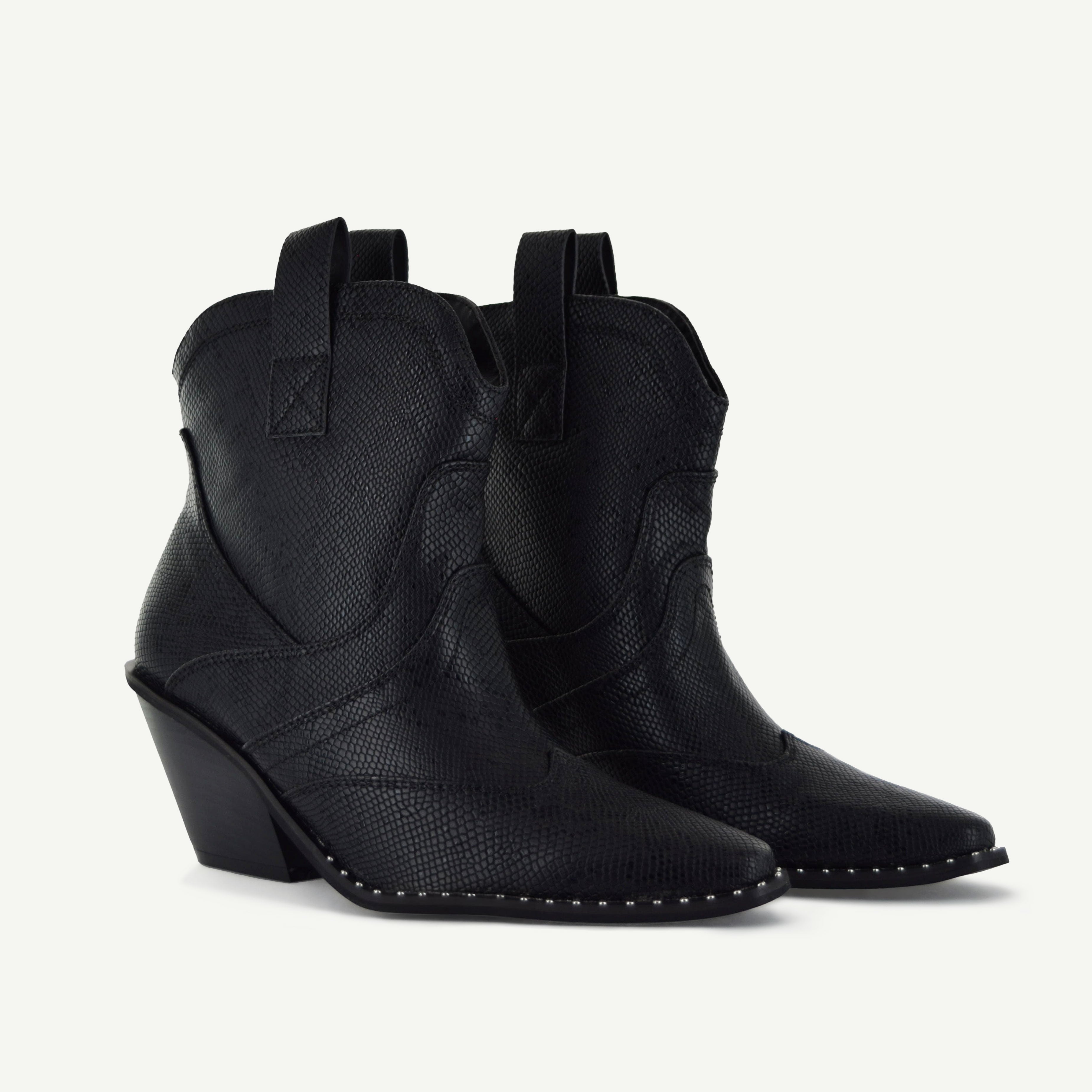 ISABEL Western Bootie | Black Snake
