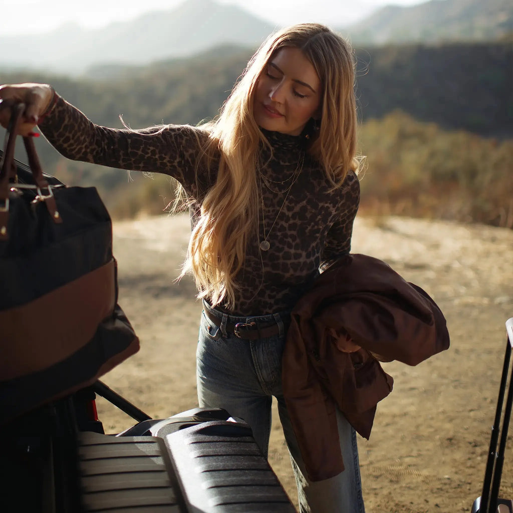 ELLE Luxe Journey 30L Twill and Vegan Leather Weekender Duffel Bag
