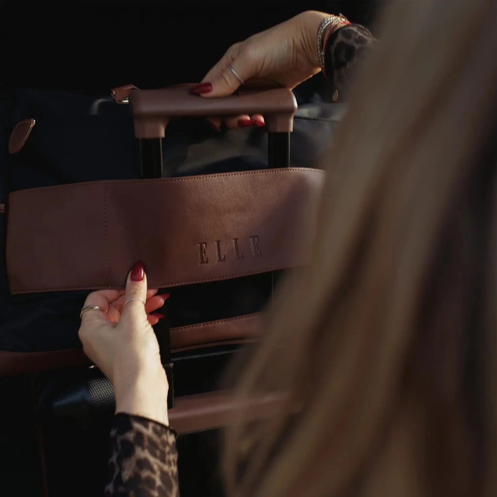 ELLE Luxe Journey 30L Twill and Vegan Leather Weekender Duffel Bag