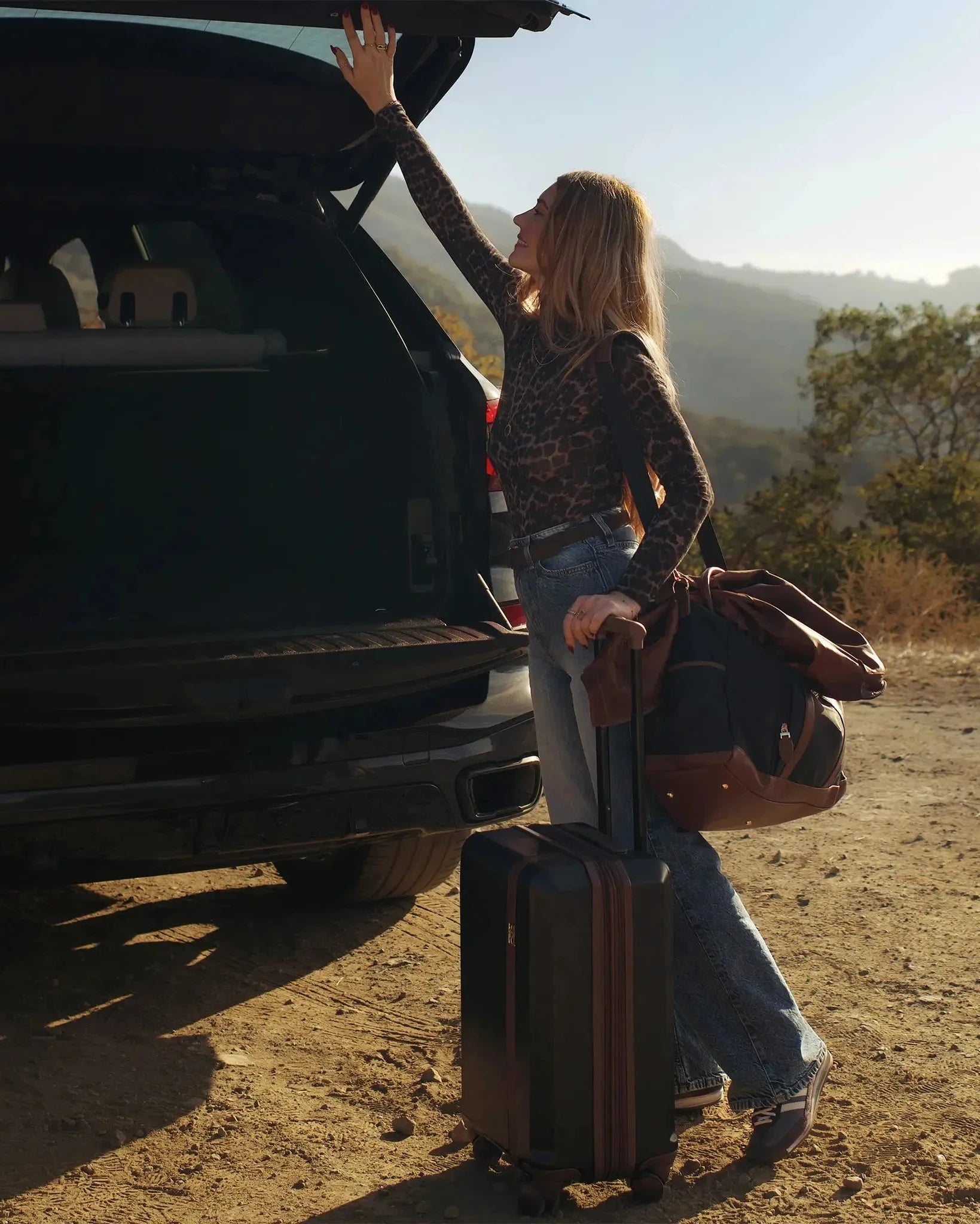 ELLE Luxe Journey 30L Twill and Vegan Leather Weekender Duffel Bag