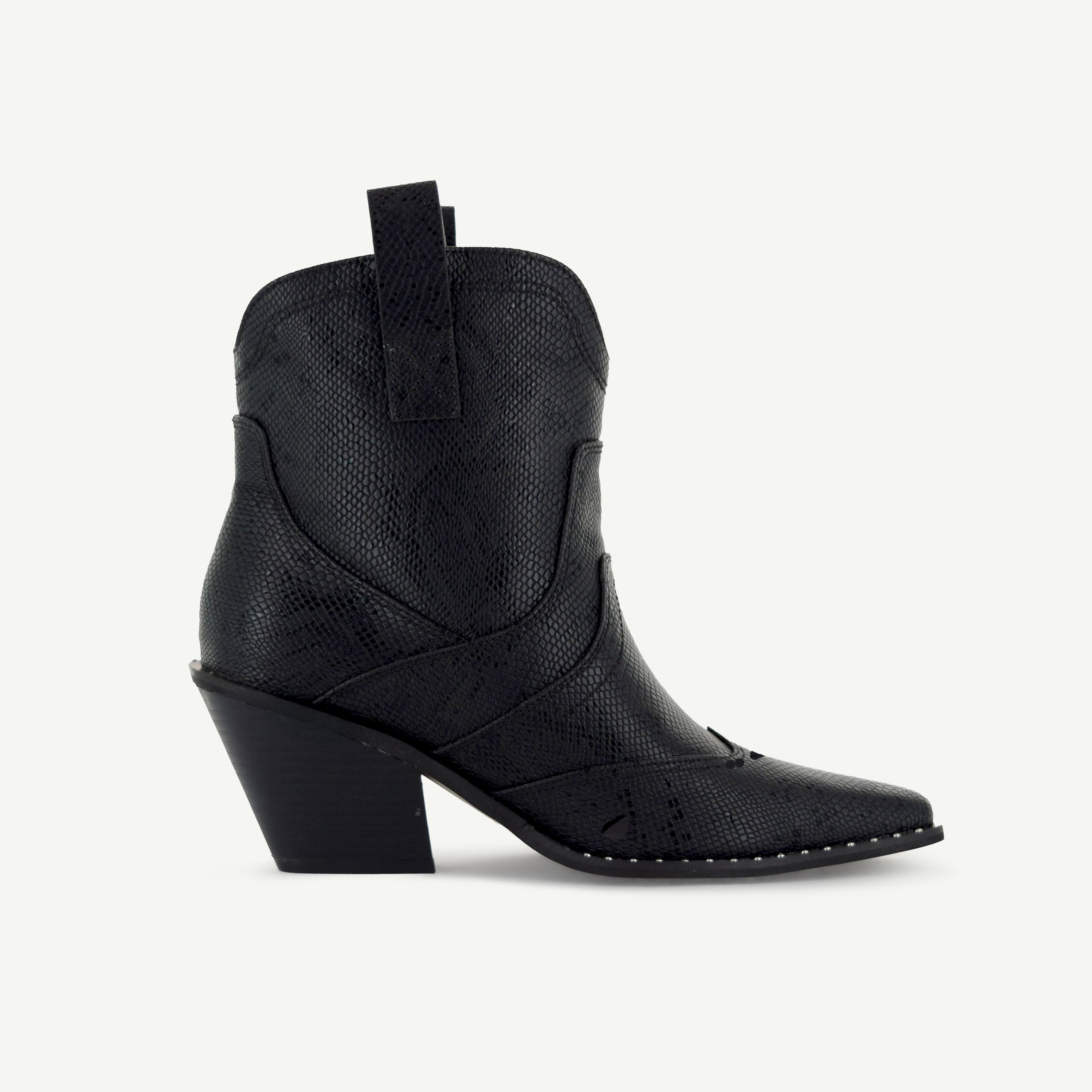 ISABEL Western Bootie | Black Snake