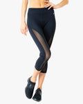 l'Espace Low-Waisted Capri Leggings with Mesh Panels and Reflective Strips