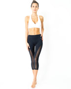 l'Espace Low-Waisted Capri Leggings with Mesh Panels and Reflective Strips
