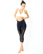 l'Espace Low-Waisted Capri Leggings with Mesh Panels and Reflective Strips