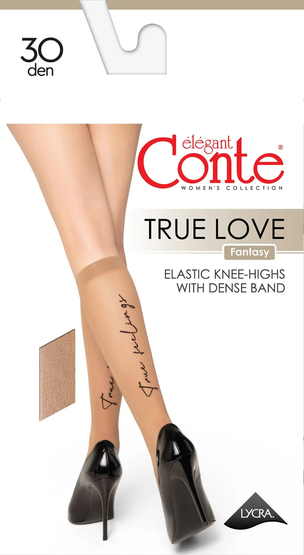 Fantasy Knee Highs Conte True Love with Elastic Band and Printed Design