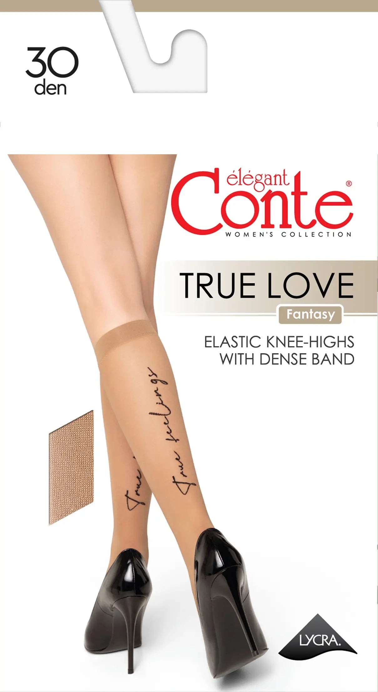 Fantasy Knee Highs Conte True Love with Elastic Band and Printed Design