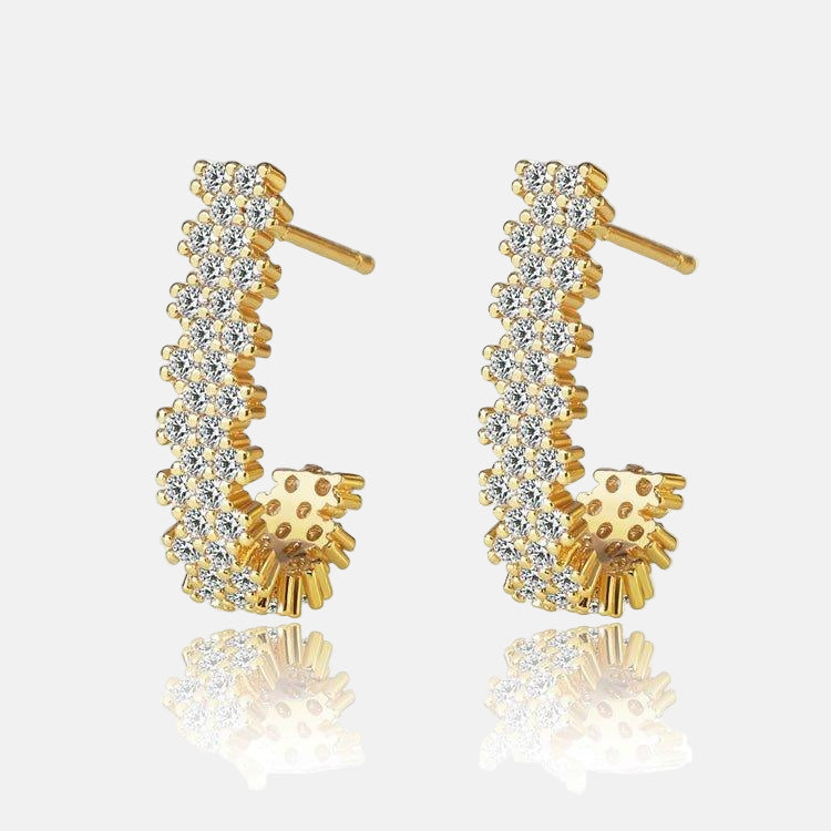 Elara Sparkling Cubic Zirconia J Hoop Earrings