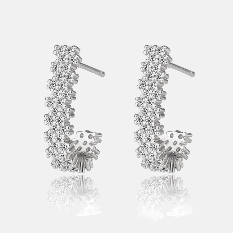 Elara Sparkling Cubic Zirconia J Hoop Earrings