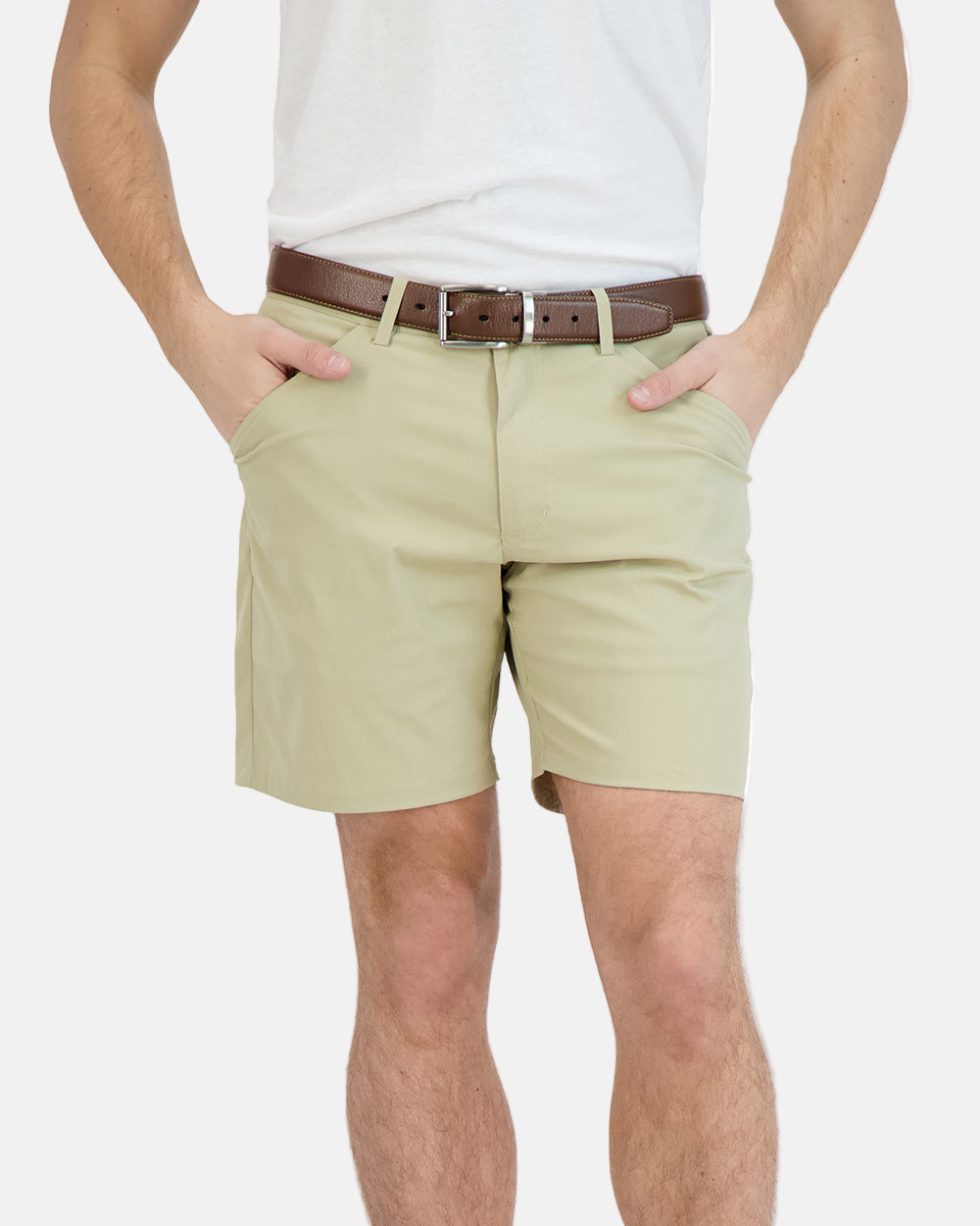 Everyday Stretch Shorts with Comfortable Built-In Liner Khaki