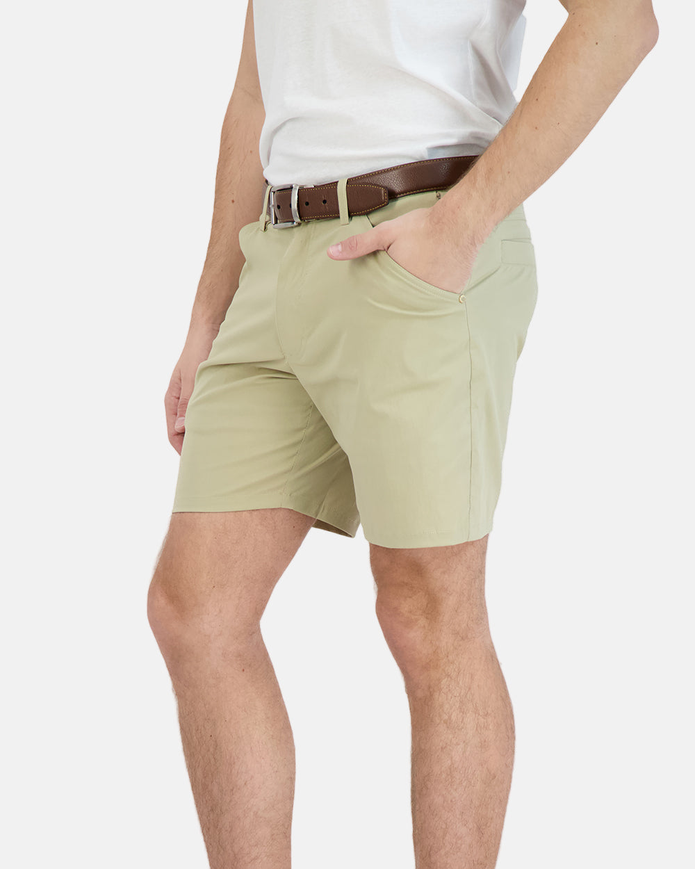 Everyday Stretch Shorts with Comfortable Built-In Liner Khaki