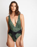 One-Piece Swimsuit F1811 Olive Green Leo