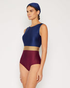One-Piece Swimsuit & Skirt Set F1825 Shine Navy