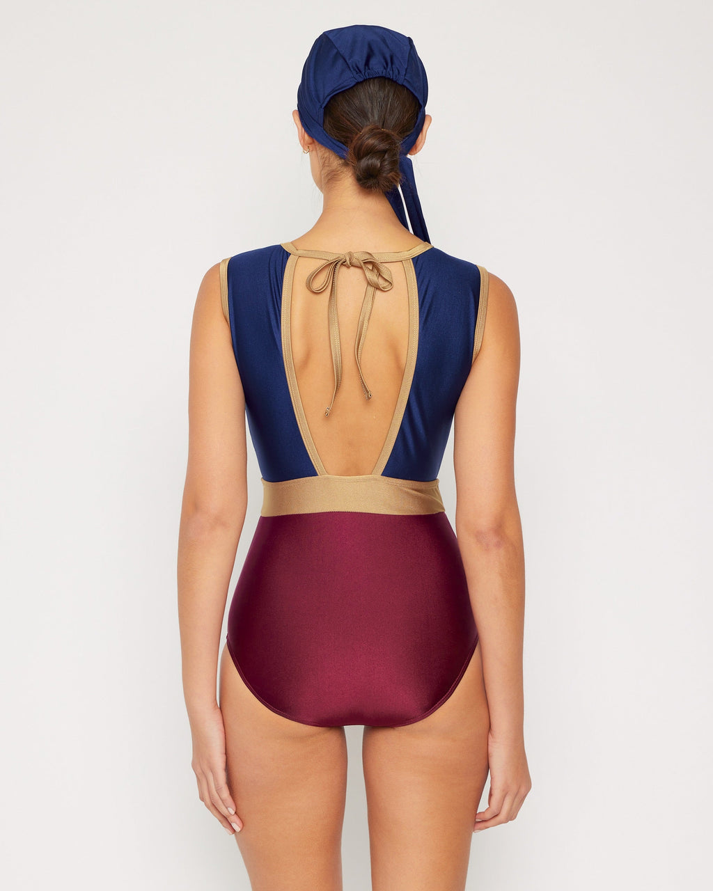 One-Piece Swimsuit & Skirt Set F1825 Shine Navy