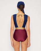One-Piece Swimsuit & Skirt Set F1825 Shine Navy