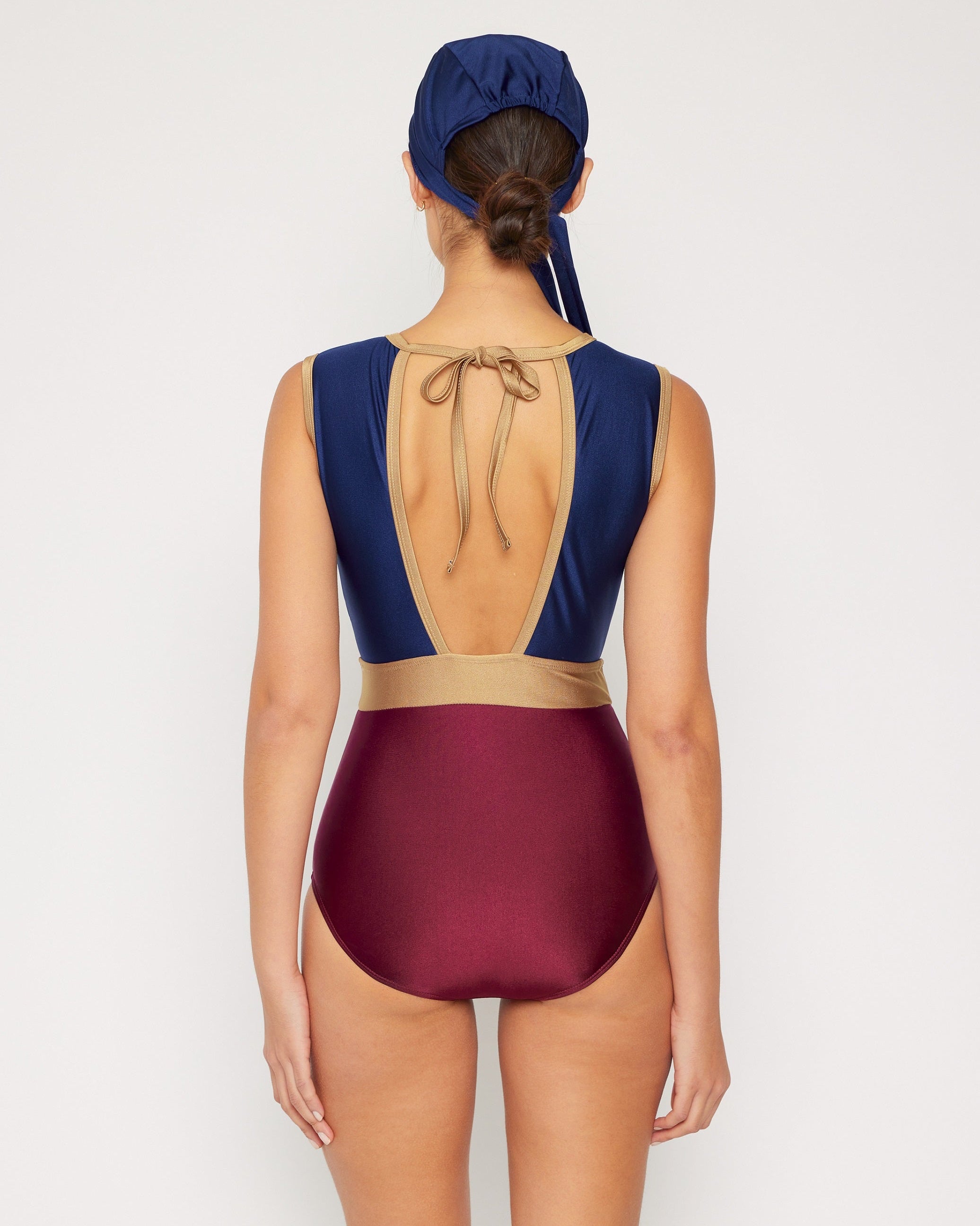 One-Piece Swimsuit & Skirt Set F1825 Shine Navy