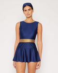One-Piece Swimsuit & Skirt Set F1825 Shine Navy