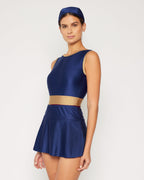 One-Piece Swimsuit & Skirt Set F1825 Shine Navy