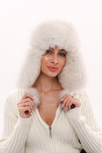Genuine Arctic Fox Fur Leather Hat