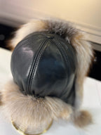 Genuine Silver Fox Fur Leather Hat