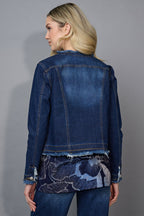 Collarless Frayed Edge Denim Jacket by Picadilly