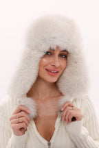 Genuine Arctic Fox Fur Leather Hat
