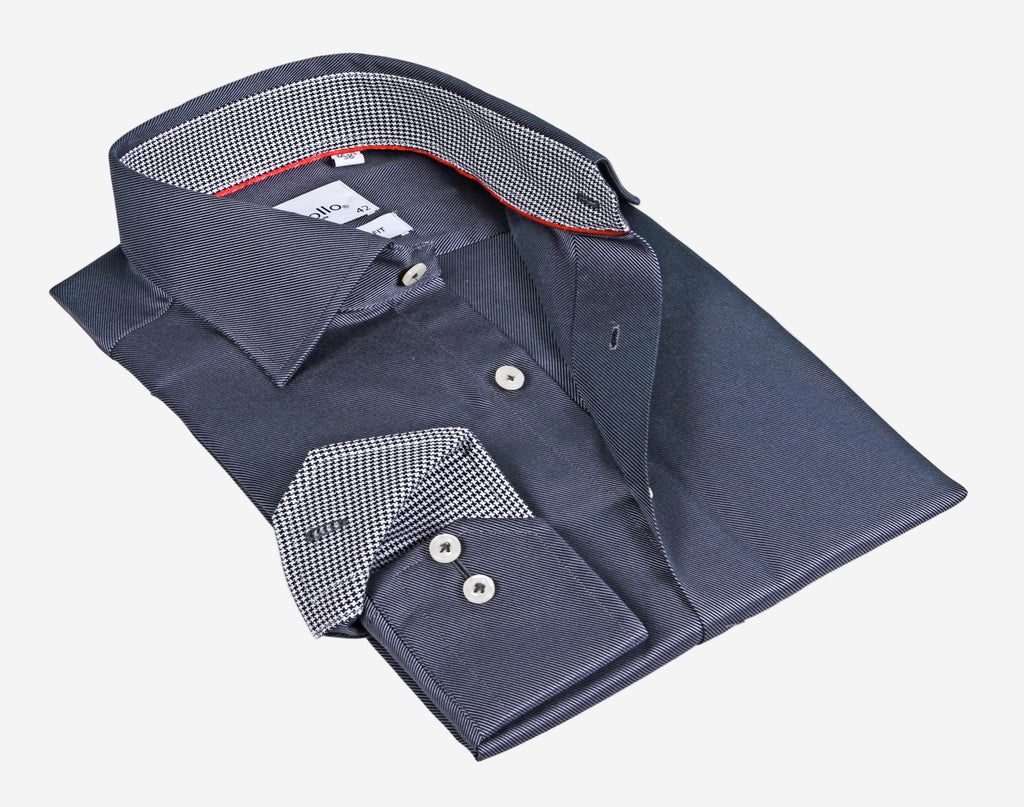 Long Sleeve Shirt with Contract Trimming and Dual Cuffs | Contemporary Fit
