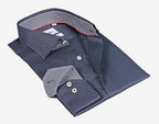 Long Sleeve Shirt with Contract Trimming and Dual Cuffs | Contemporary Fit
