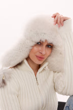 Genuine Arctic Fox Fur Leather Hat