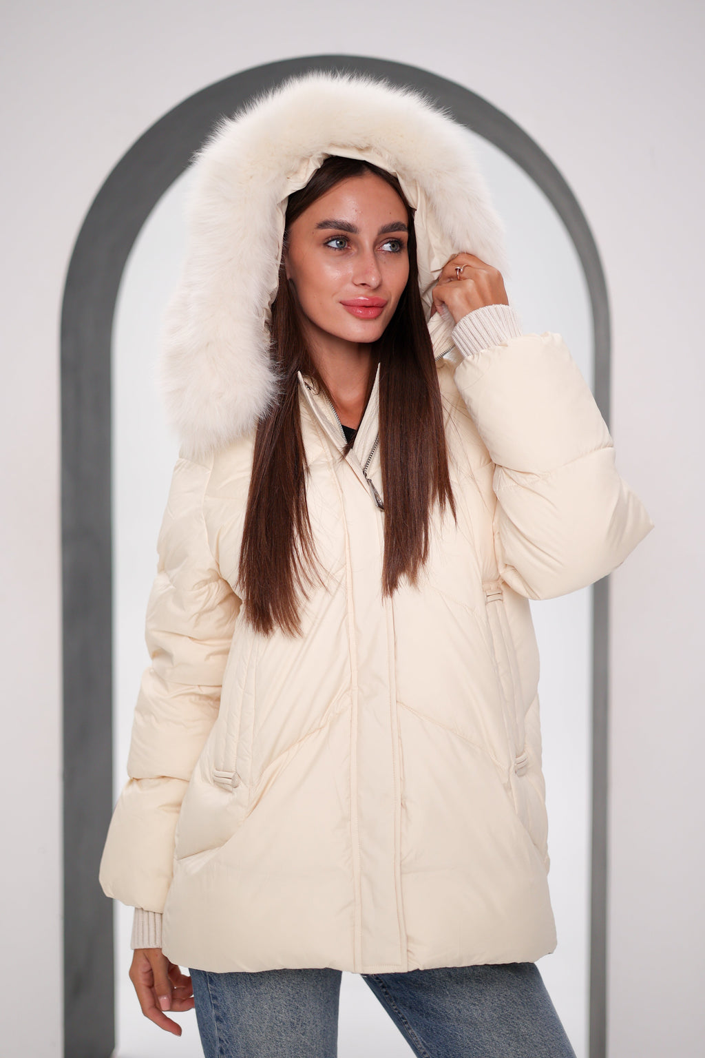 Genuine Polar Fox Thinsulate™ Coat | Ivory
