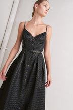 Noir Tapestry Woven Midi Dress
