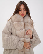 Genuine Polar Fox Boucle Down Coat