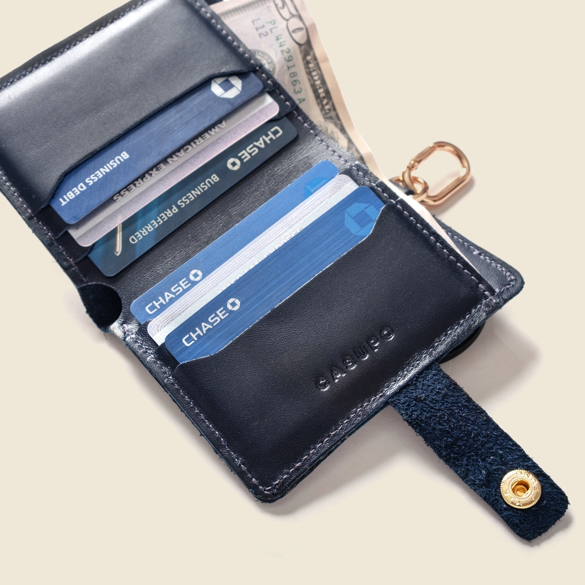 Wallet with Snap and Key Ring | Navy